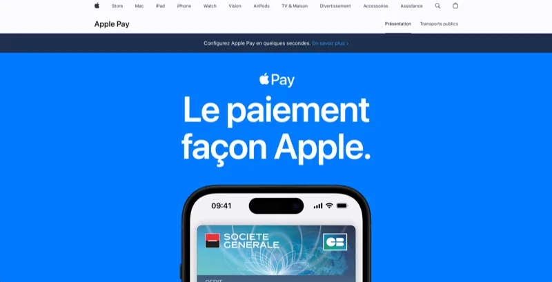 Apple Pay mobile payment service showing iPhone with digital wallet