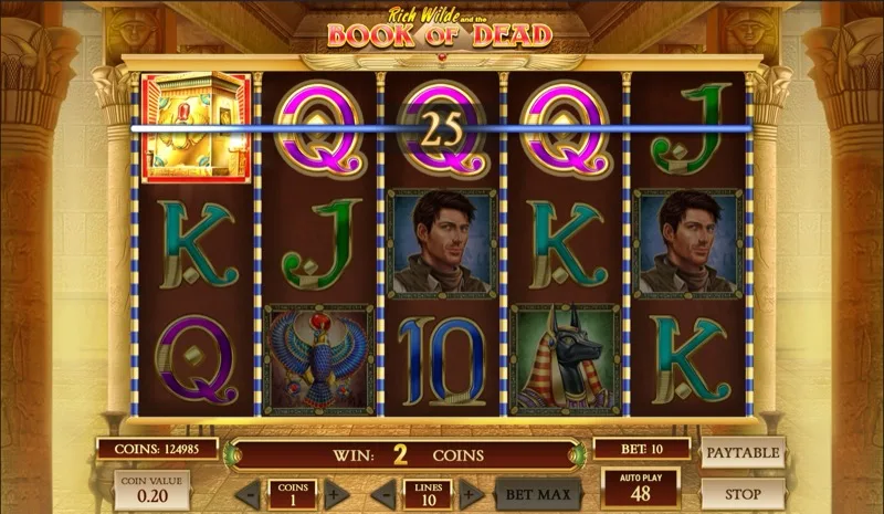 Book of Dead Egyptian adventure slot by Play'n GO showing Rich Wilde explorer and ancient symbols