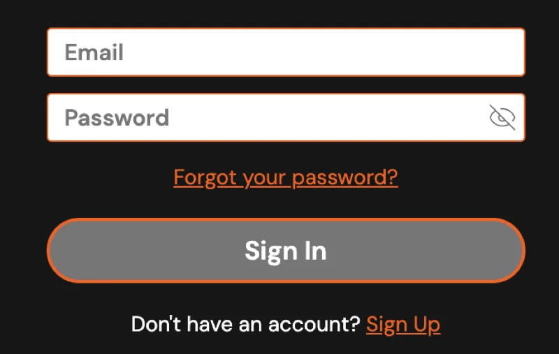 Hermes Casino login form with email and password fields and Sign In button