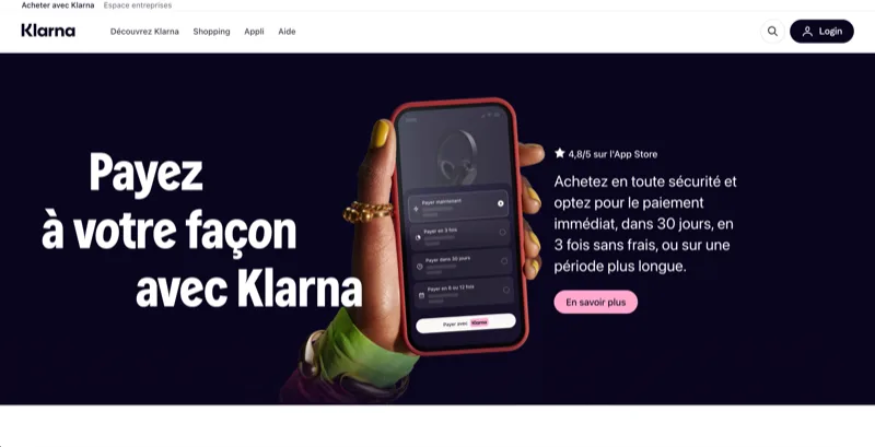 Klarna buy now pay later app showing mobile payment interface
