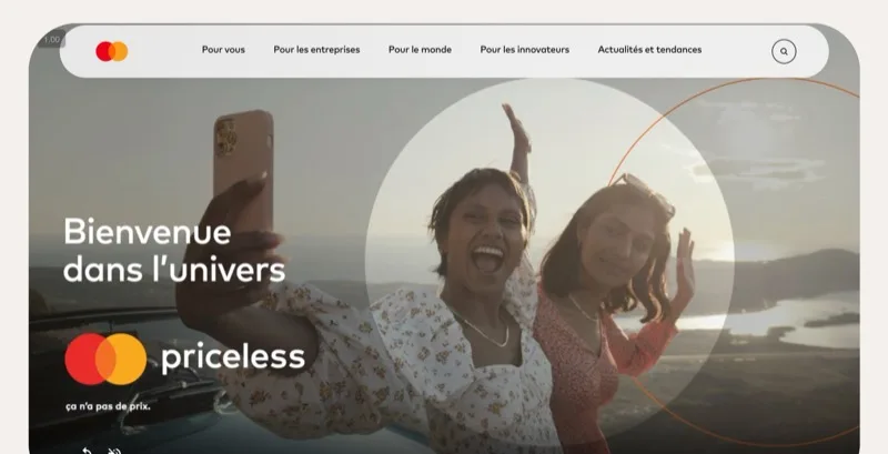 Mastercard Priceless official website showing contactless payment options
