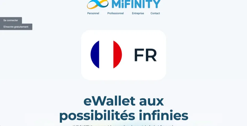 MiFinity e-wallet France homepage showing FCA-regulated payment services